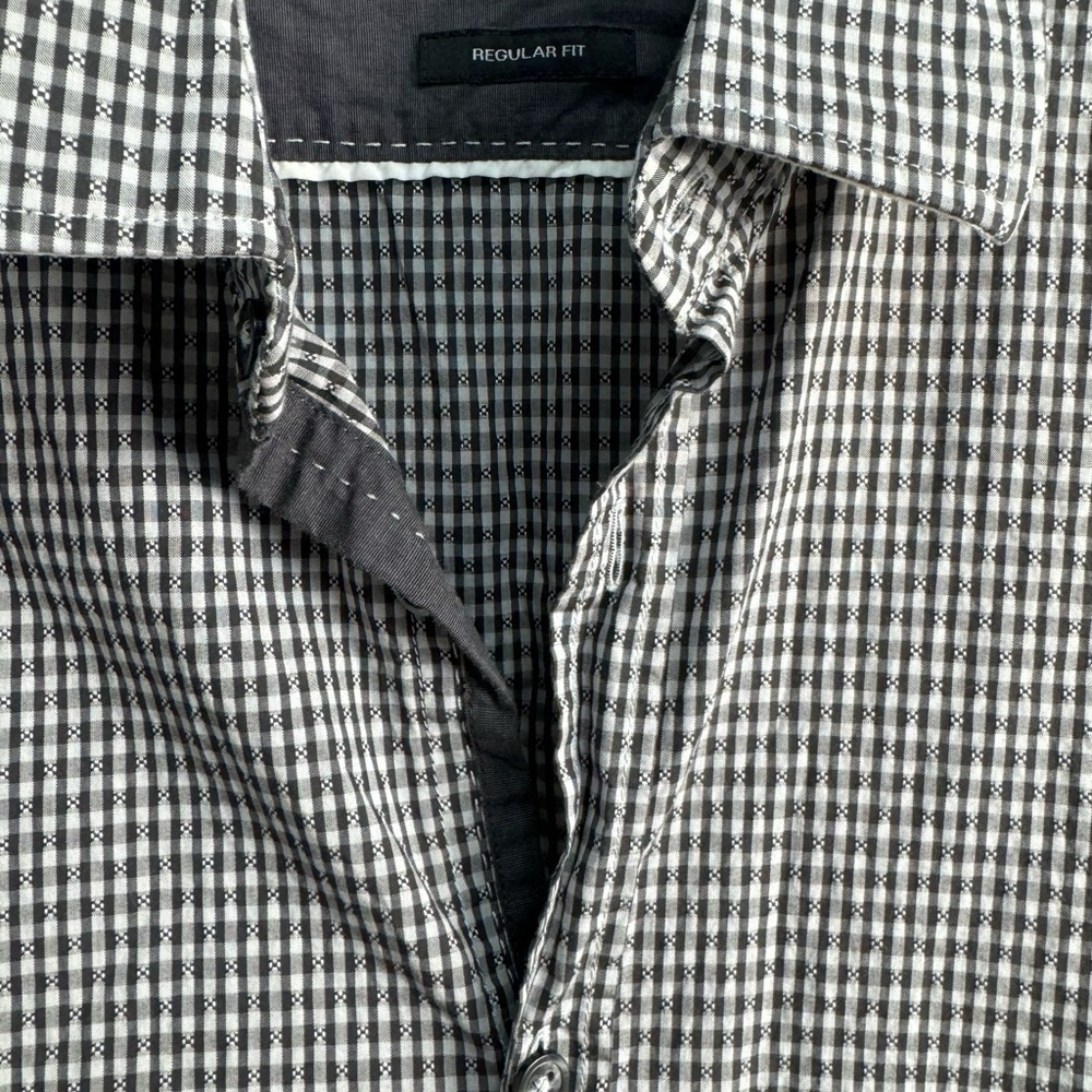 Hugo Boss Men's Regular Fit Lorenzo Button Down Shirt Black and Gray Size XL - Picture 4 of 8